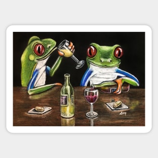 "Fine Wine" - Frogs After Five collection Sticker